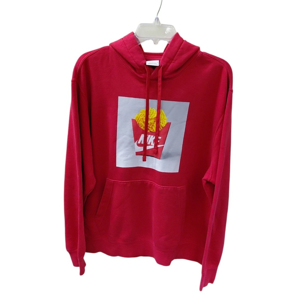 Nike Waffle Fries Pullover Hoodie Size Large Red DM2274-657